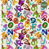Digitally Printed Fabric with Animal Patterns on Children's Pattern Letters